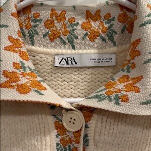 🪷Boho Chic Cream Cardigan w/ Floral Trim Cardigan🪷